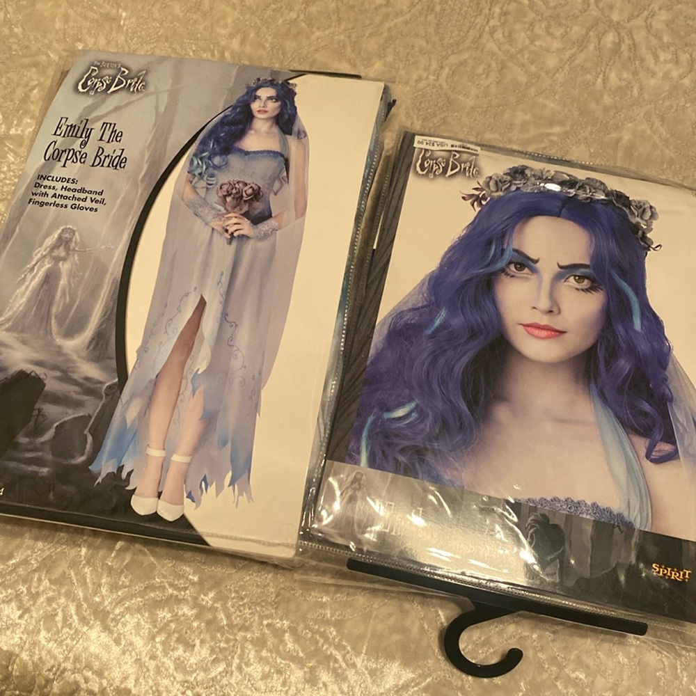 Emily the Corpse Bride Costume Size Large 12/14 Adult + Emily Wig